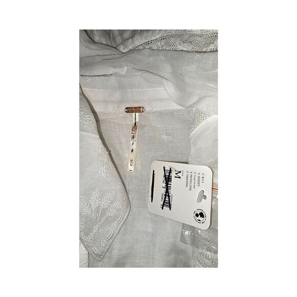 New Free People Penelope Long Sleeve Lace Button Blouse $168 MEDIUM Ivory - Picture 8 of 8